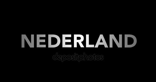 Zooming texto Nederland com bandeira — Vídeo de Stock