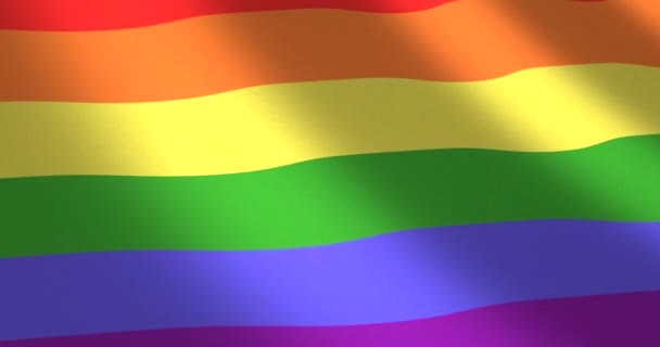 Arco iris o bandera gay movido por el viento — Vídeo de stock