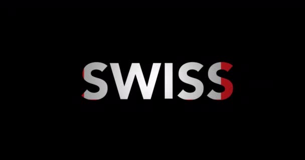 Zooma texten Swiss med flagga — Stockvideo