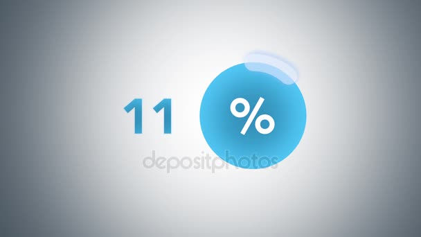 Blauwe gloeiende percentage voortgangsindicator — Stockvideo