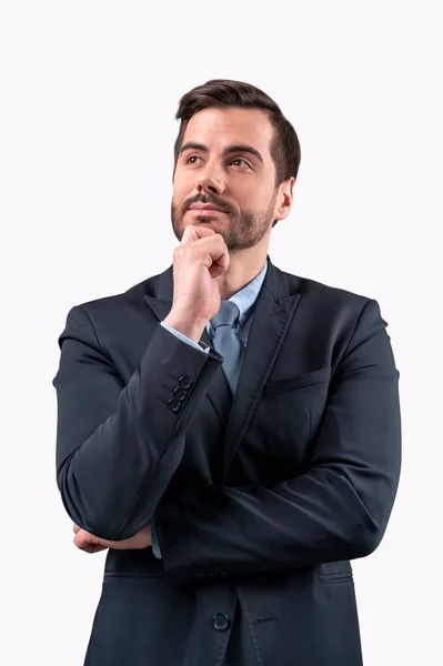 Retrato de un hombre maduro reflexivo sueño sobre un fondo blanco. Aislado . — Foto de Stock