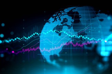 Finansal ön x tablosu analiz ediliyor. Grafik, tarihi dönemdeki pazar sapmasını yansıtıyor. Değişkenlik kavramı. 3d oluşturma
