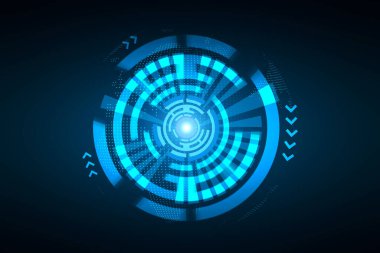 Koyu arkaplana çizim yapan teknoloji simgeleri hologramı. Bilimdeki başarılar kavramı. 3d oluşturma