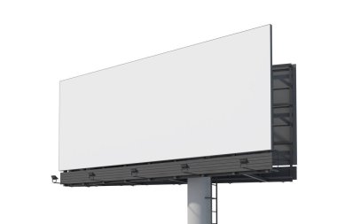 Beyaz uzayda boş reklam panosu şablonu. Sokak Reklamı. İzole edilmiş. Model yap. 3D görüntüleme. Yan görünüm.