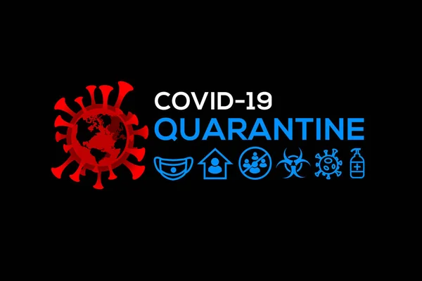 Wereld quarantaine thema tekening op zwarte achtergrond. Waarschuwing voor quarantaine. Coronavirus, Covid-19 uitbraak. 3d destructie — Stockfoto