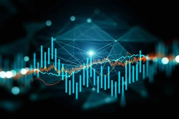 Financial forex chart analyzing. Graph reflects market deviation over historic period. Volatility concept. 3d rendering — Stock Photo, Image