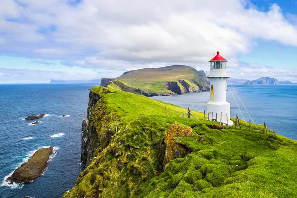 Iconic Red White Lighthouse Mykines Island Stock Picture