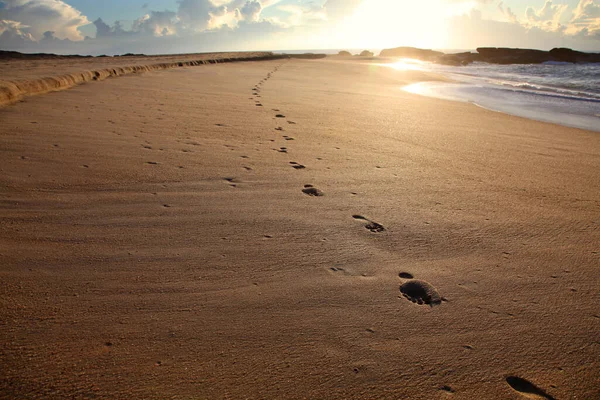 Footprints Sand Sunrise Royalty Free Stock Photos