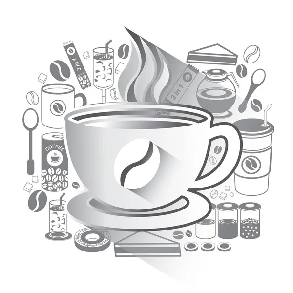 Ilustração do conjunto de ícones de café — Vetor de Stock