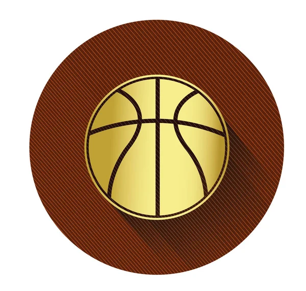 Golden basket ball icon with long shadow effect — Stock Vector