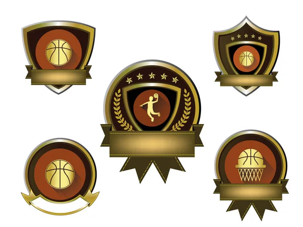 Εικονογράφηση της χρυσή μπάσκετ λογότυπο που — Διανυσματικό Αρχείο