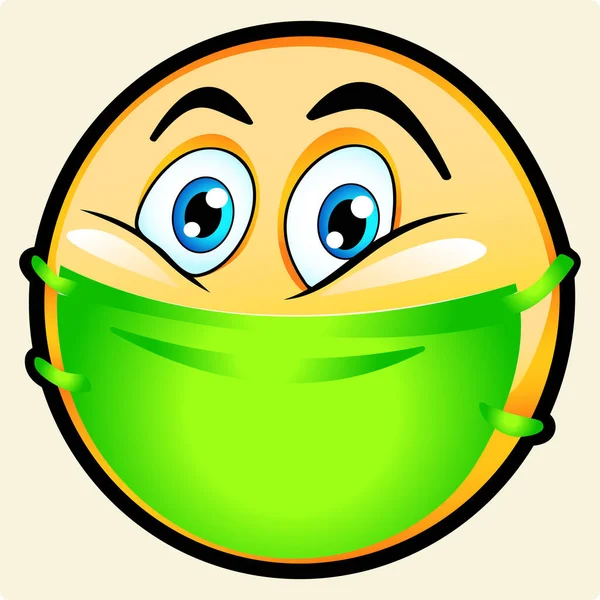 Illustration Von Emoji Mit Grüner Maske Stockvektor