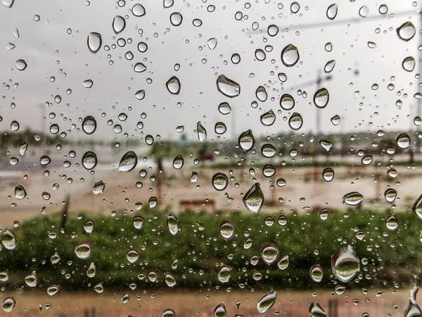 Drops Water Glass Window Hailstorm — Stock Photo, Image