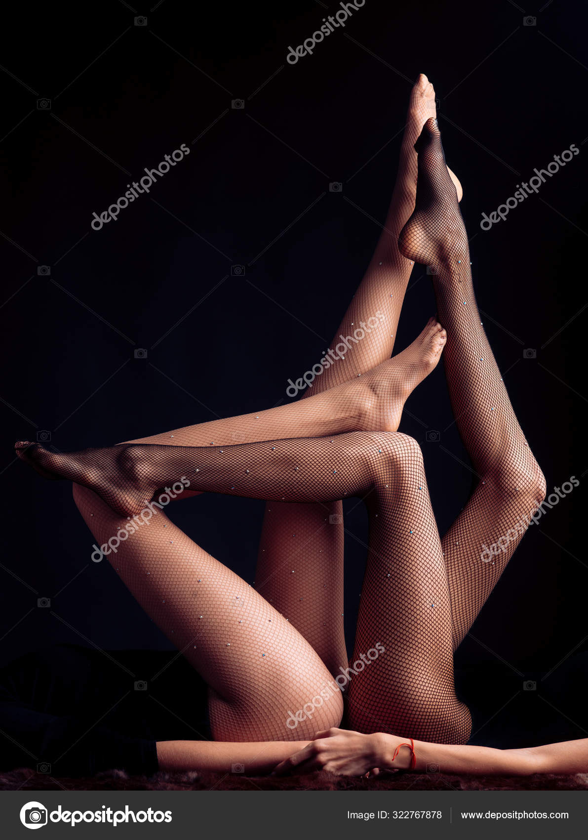 Seductive legs. Sexy girls keep their feet up, bare ass, sensual concept. Beautiful fashionable pantyhose, underwear. Female body