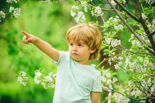 Kinderen en milieuproblemen. De jongen wijst op klimaatverandering. De toekomst van kinderen en de groene planeet. — Stockfoto