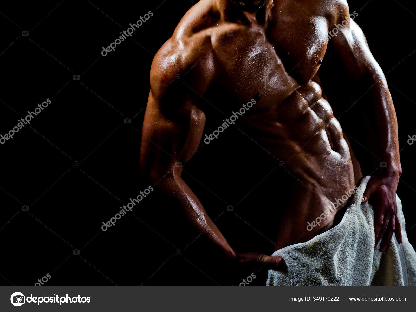 Male breasts. Athlete. Depilation for men. Nipple. Muscle