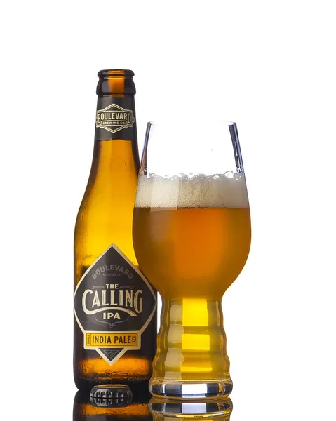 Boulevard Calling Beer Bottle Isolated White Background Editorial Ilustrativo — Fotografia de Stock