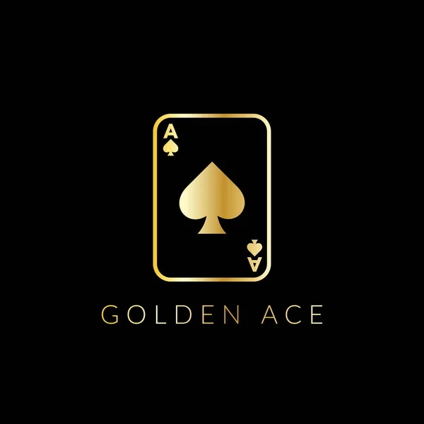 Altın desenli Ace Spade Logosu. Kart. Vektör 10