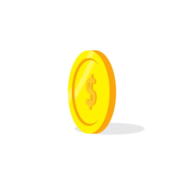 Staande Gouden Munt Perfect Voor Pictogram Logo Sjabloon Enz Vector — Stockvector