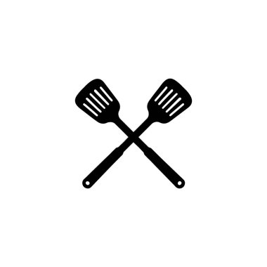 Çift spatula logosu. Mutfak eşyaları. Vektör Ep.10