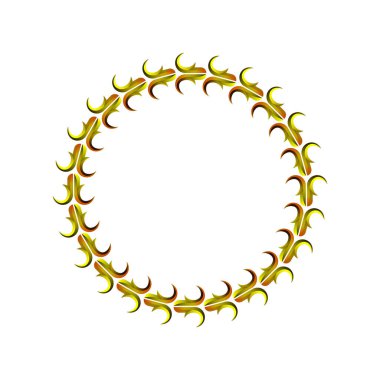 Altın desenli çelenk ya da defne. Çerçeve, kutlama, başarı, kurdele vs. için mükemmel. Vektör Ep.10