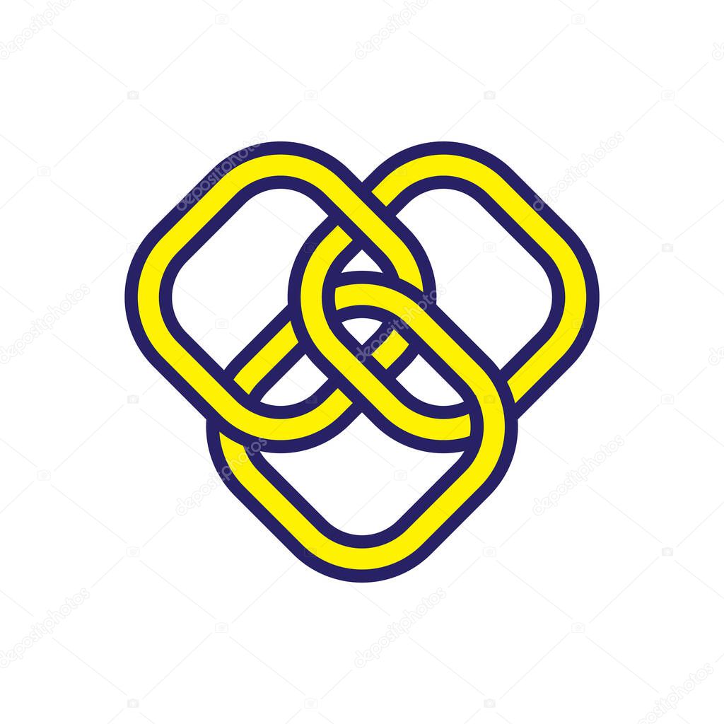 Simple Chain logo with yellow and dark blue color. Logo design. Vector eps.10