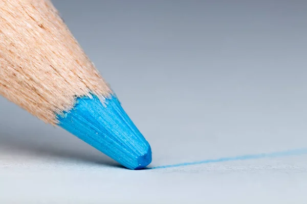 Blue colour pencil drawing line close up macro
