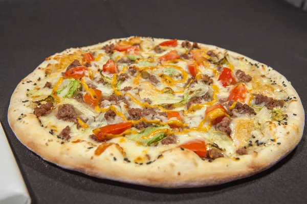 pizza, main course restaurant menu, beef, meat, delicious food, pizza delivery