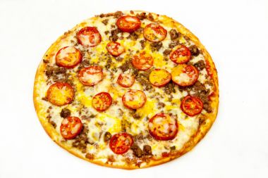 Pizza, sucuklu, salamlı, peynir, hamur, gıda, hızlı,
