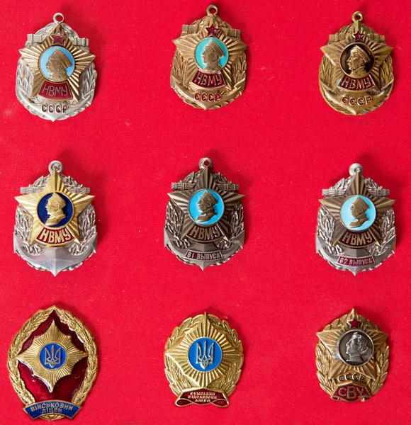 Badges, military school,, collection — Stock Photo, Image