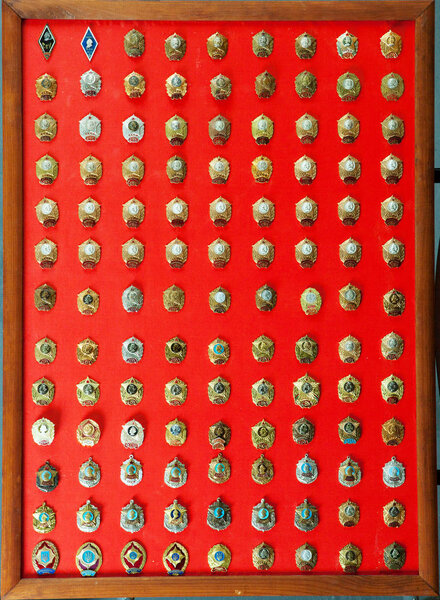 badges, military school,, collection