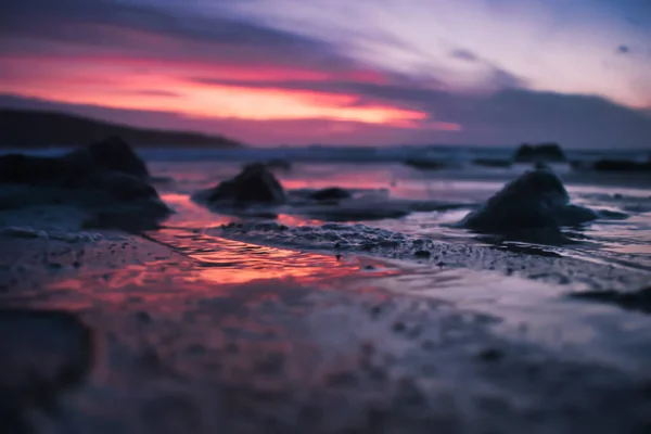 Pôr Sol Praia Sul Inglaterra — Fotografia de Stock