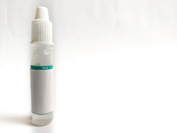 Eye dropper bottle 10ml on white backgroung isolated , eye infection conjuntivitis.