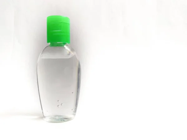 Botella Desinfectante Manos Llenada Cabecera Del Banner Del Virus Corona — Foto de Stock