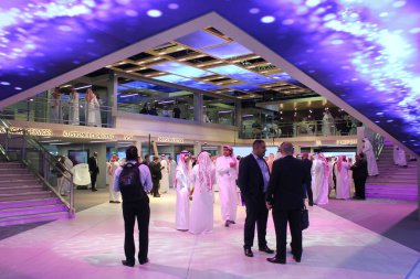 6-10 Ekim 2019 tarihleri arasında Dubai, Birleşik Arap Emirlikleri 'ndeki Dubai Dünya Ticaret Merkezi' nde düzenlenen GITEX Teknoloji Haftası 'nda Suudi Telekom Şirketi (STC) pavyonu. GITEX, Orta Doğu ve Kuzey Afrika bölgesindeki en büyük bilişim ticaret etkinliğidir..