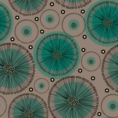 Vektör kusursuz desen. El çizimi soyut turkuaz karahindiba çiçekleri tekstil, duvar kağıdı, ambalaj kağıdı, kapak sayfası, web sitesi, kart, karton, baskı, pankart.