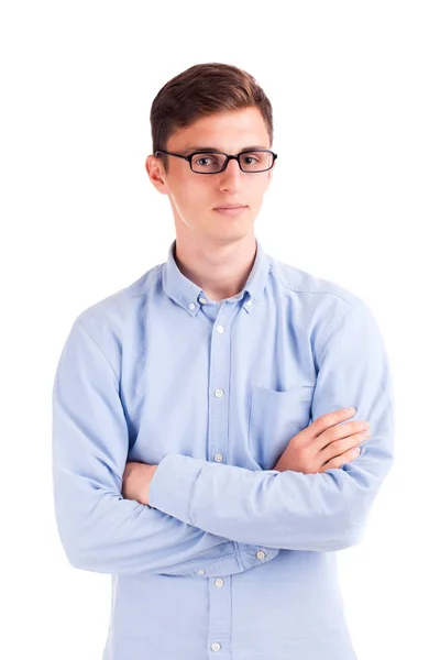 Giovane uomo d'affari in occhiali isolato — Foto Stock