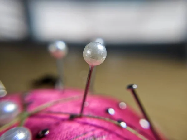 Pin Needles Stuck Sewing Kit — Stock Photo, Image