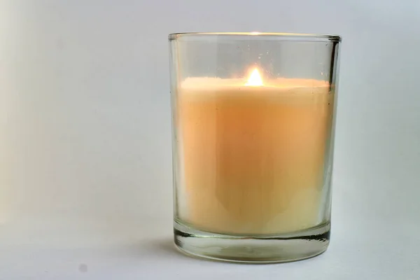 Kerze Glas Mit Weißem Hintergrund — Stockfoto