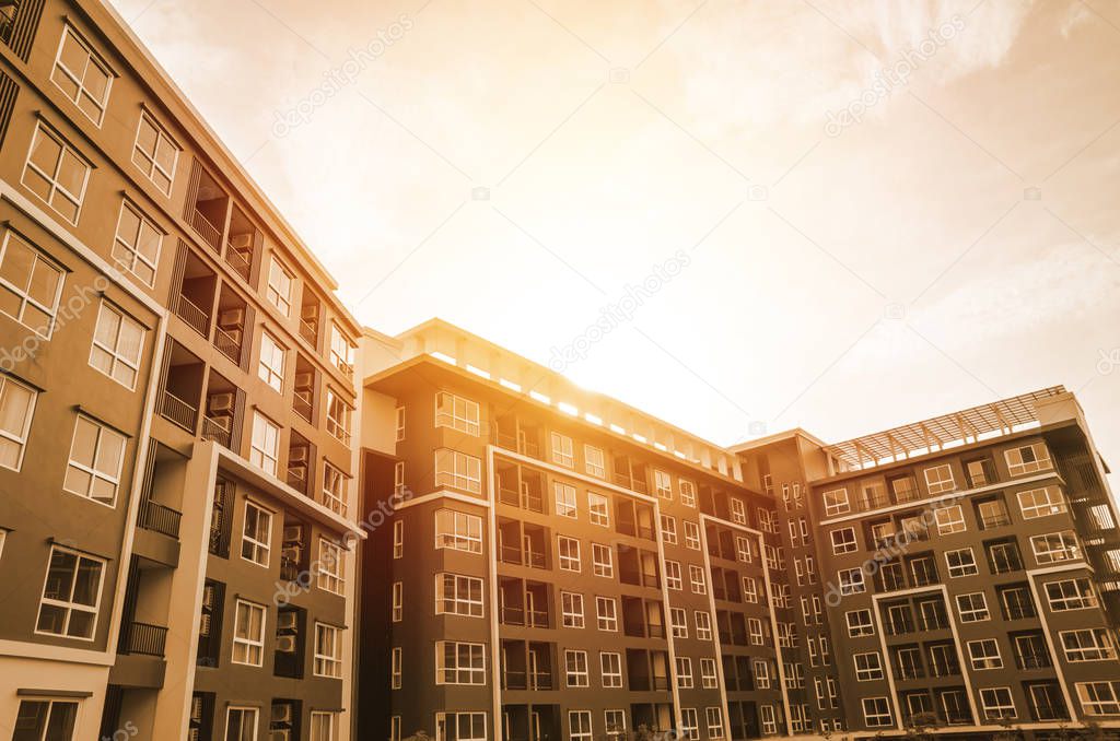 apartment building , vintage tone ,complex, housing,
