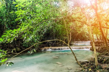 Ormanın derinliklerindeki şelale, Tayland 