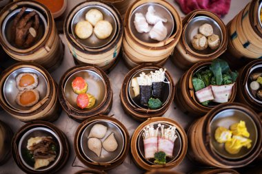 yumcha, dim sum in bamboe stoomboot, chinese keuken