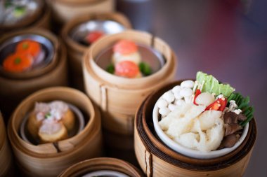 yumcha, dim sum in bamboe stoomboot, chinese keuken