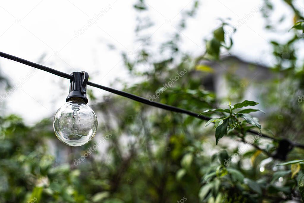 Beautiful retro luxury light lamp decor glowing  in coffee shop 