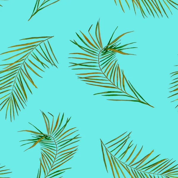 Modello Astratto Decorativo Senza Cuciture Con Foglie Tropicali Acquerello Illustrazione — Foto Stock