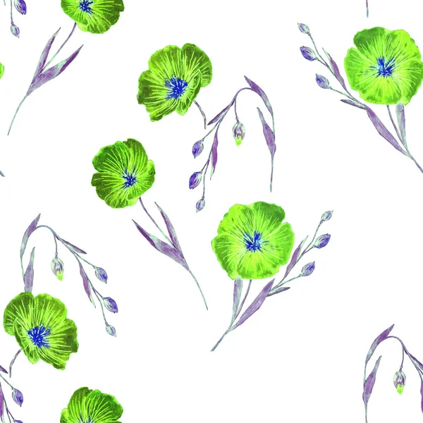 Dekoratív Zökkenőmentes Minta Akvarell Mezei Virágokkal Laza Virágok Botanikus Tapéta — Stock Fotó