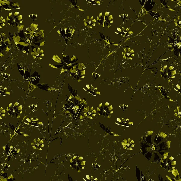 花型无缝图案 水彩场花 宇宙之花植物壁纸 花卉设计 — 图库照片