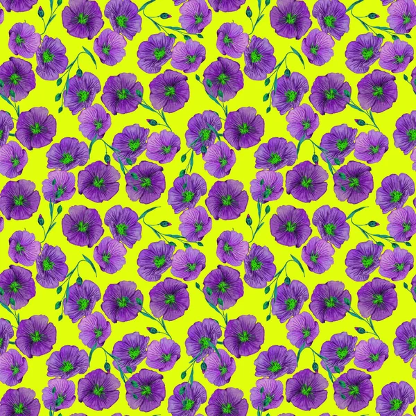 Floral Seamless Pattern Watercolor Field Flowers 꽃향기 식물성 식물학적 — 스톡 사진