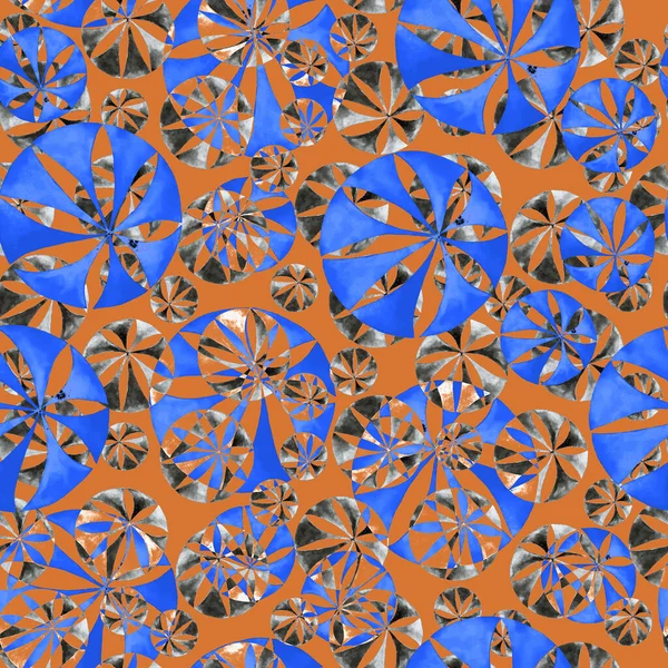 Abstraktes Aquarell Nahtloses Muster Mit Geometrischen Runden Formen Für Textile — Stockfoto