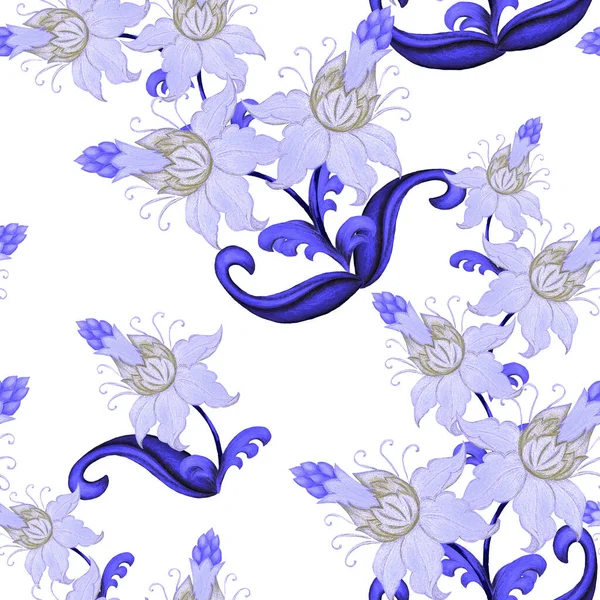 Schöne Nahtlose Muster Mit Stilisierten Blumen Ornamentaler Hintergrund Der Auf — Stockfoto